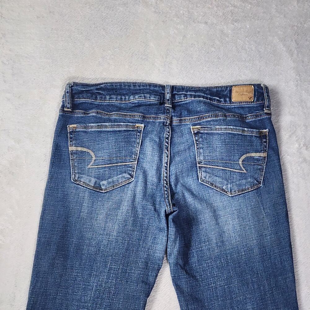American Eagle Skinny Kick Jeans Bootcut Low Rise Dark Wash Denim Womens Size 10 - Picture 4 of 11